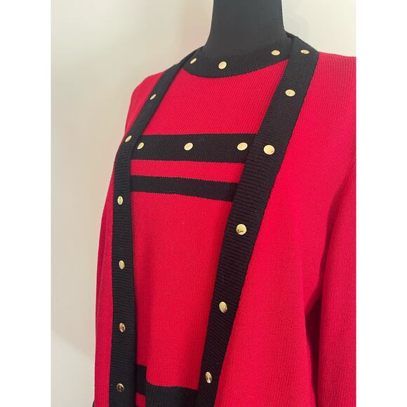 J.S.S knitwear womans jacket suit petite Sm red/black wool blend classic luxury - Picture 7 of 16